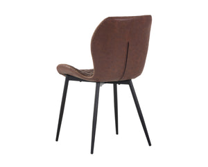 Sunpan Lyla Dining Chair Set - Chic Faux Leather Design with Diamond Tufting and Stylish Steel Legs Black / Antique Brown