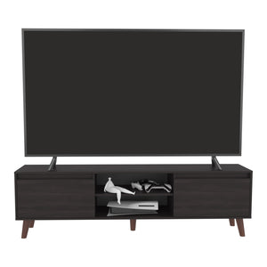 English Elm TV Walnut Entertainment Console for TVs up to 75" — 70.8" Modern Cabinetry, Scratch-Resistant Finish B128P387083