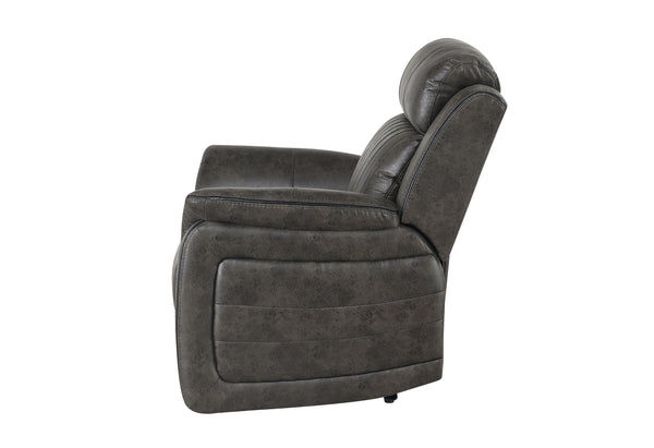 English Elm STEBAN Grey Upholstered Glider Recliner with Blanche Finish — 100% Polyester, Smooth Recline Comfort B201P216052
