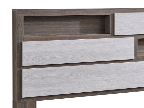English Elm Aberdeen King Panel Bed Tall Headboard Gray Oak Finish Contemporary Bedroom Frame B078S00713