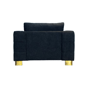 English Elm Fx-p54-1s-be2 Plush Accent Chair with Gold Legs Mid-century Modern Living Room Seat Black W576S00209