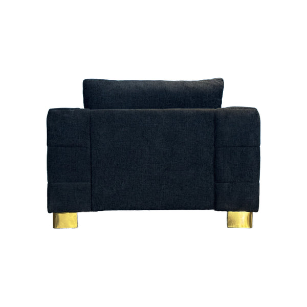 English Elm Fx-p54-1s-be2 Plush Accent Chair with Gold Legs Mid-century Modern Living Room Seat Black W576S00209