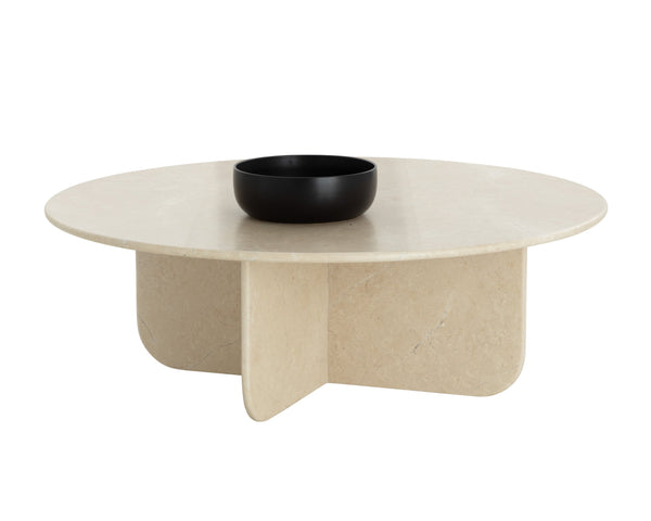 Sunpan Bonita Coffee Table - Handcrafted Cream Marble Elegance With Minimalist Design For Stylish Interiors Cream Marble 111783