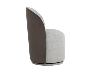 Sunpan CAVOLI Swivel Dining Chair - Stylish Belfast Heather Grey & Meg Ash Upholstery for Modern Spaces 112028V