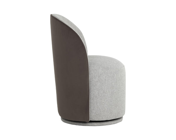 Sunpan CAVOLI Swivel Dining Chair - Stylish Belfast Heather Grey & Meg Ash Upholstery for Modern Spaces 112028V