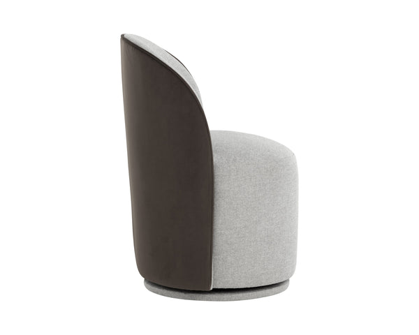 Sunpan Cavoli Swivel Dining Chair - Elegant Belfast Heather Grey With Stylish Meg Ash Contrast Finish Grey Fabric 112028