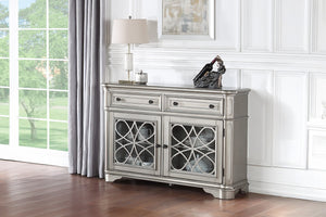 English Elm Traditional Elegant Server with Spacious Drawers and Cabinet Storage for Dining Room Organization and Style Silver 59 L x 44 W x 27 H B011P395602
