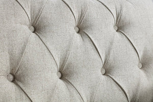 English Elm 1pc Beige Accent Chair – Button-Tufted Fabric, Nailhead Trim, Solid Wood Frame, Luxurious Living Room Seat B011P281844