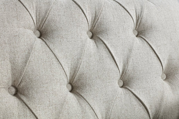 English Elm 1pc Beige Accent Chair – Button-Tufted Fabric, Nailhead Trim, Solid Wood Frame, Luxurious Living Room Seat B011P281844