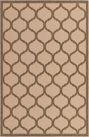 Unique Loom Outdoor Trellis Moroccan Machine Made Geometric Rug Beige and Brown, Beige/Brown 5' 1" x 8' 0"