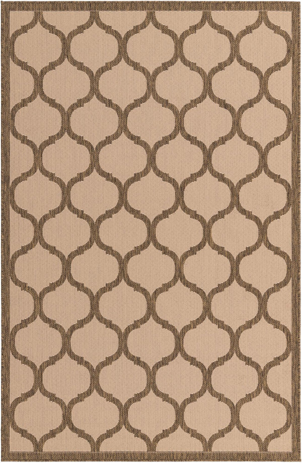 Unique Loom Outdoor Trellis Moroccan Machine Made Geometric Rug Beige and Brown, Beige/Brown 5' 1" x 8' 0"