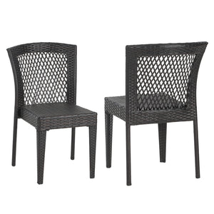 English Elm Christopher Knight Home® - Outdoor Stackable Dining Chairs Set of 2 — UV-Resistant PE Rattan & Steel Frame, 400lb Capacity, Multi Brown N779P227340B