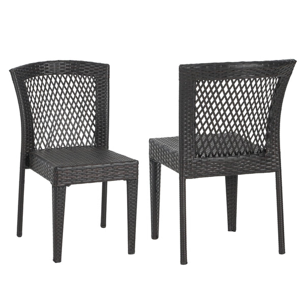 English Elm Christopher Knight Home® - Outdoor Stackable Dining Chairs Set of 2 — UV-Resistant PE Rattan & Steel Frame, 400lb Capacity, Multi Brown N779P227340B