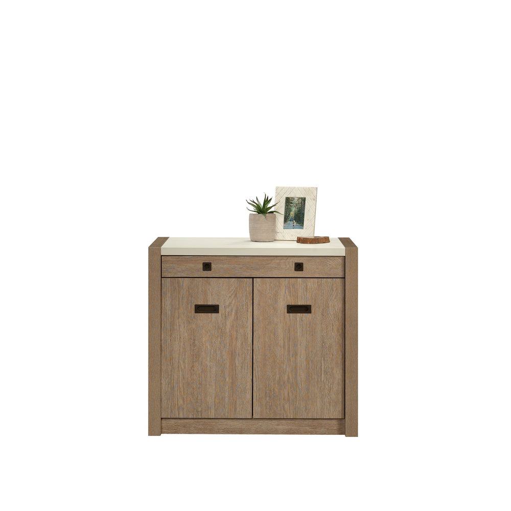 English Elm Library Base - Contemporary Brown Storage Solution With Integrated Power For Home & Office Organization B356P402734