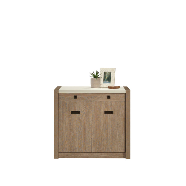 English Elm Library Base - Contemporary Brown Storage Solution With Integrated Power For Home & Office Organization B356P402734