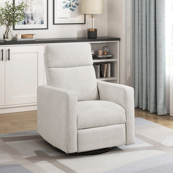 English Elm Contemporary Olathe Swivel Gliding Recliner Chair in Quartz Chenille with Smooth 360° Motion Comfort Off White 31 L x 30.5 W x 26 H B011P396183