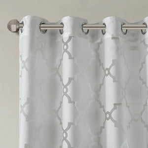 English Elm Fretwork Burnout Sheer Curtain Panel – Elegant Lightweight Design For Modern Home Décor, 50X84" B03598129