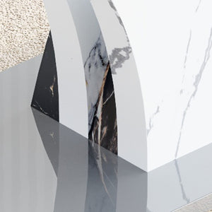 English Elm Table 5-Piece Dining Set With Glass Top, Sculptural Mdf Legs, And 4 Black Pu Chairs For Modern Style W1151S03802-GIGA