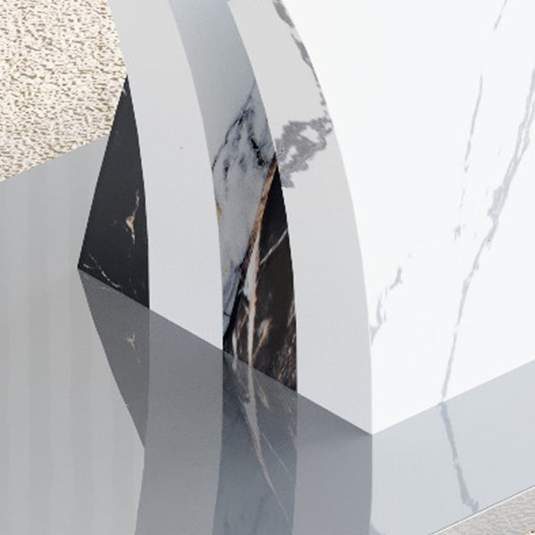 English Elm Table 5-Piece Dining Set With Glass Top, Sculptural Mdf Legs, And 4 Black Pu Chairs For Modern Style W1151S03802-GIGA