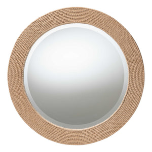 English Elm Round Braided Jute Rope Wall Mirror Natural Fiber Boho Coastal Accent Decor B2750P467834