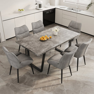 English Elm 62.9-Inch Rectangular Mdf Dining Table & 4 Velvet Chairs Set – Stylish, Durable, Easy To Assemble! W1727S00079