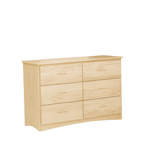 English Elm Transitional Six Drawer Dresser with Mirror Natural Pine Finish Bedroom Storage Set B011S02462