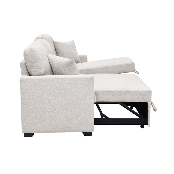 English Elm 76.5" Chenille Tufted Sectional Sleeper Sofa with Reversible Chaise and Hidden Storage B2748S00005