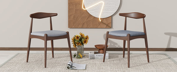 English Elm Christopher Knight Home® - Set Of 2 Vintage Rubberwood Dining Chairs With Ergonomic Backrest And Plush Light Gray Cushions N759P307032D