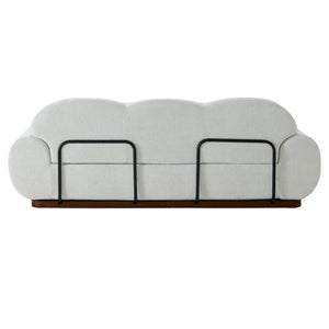 English Elm 88 In. Curved Cloud Sofa Chenille Upholstered 3 Seat Living Room Couch Walnut Legs Light Green N773IS00095G