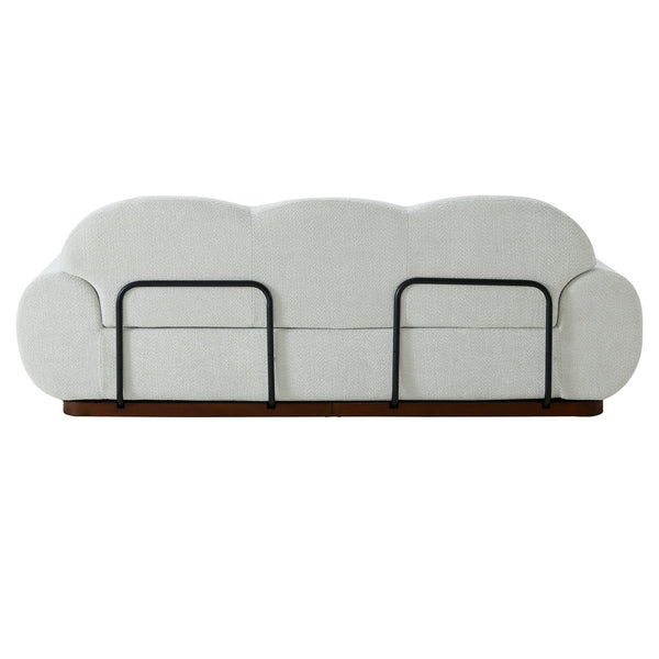 English Elm 88 In. Curved Cloud Sofa Chenille Upholstered 3 Seat Living Room Couch Walnut Legs Light Green N773IS00095G