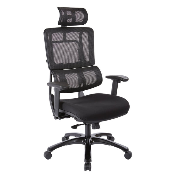 OSP Home Furnishings Vertical Mesh Back Ergonomic Office Chair with Lumbar Support and Synchro Tilt 99663BHRB-30