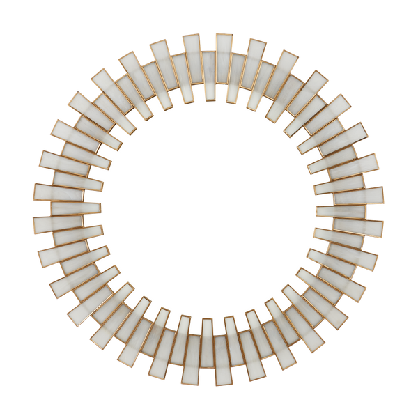 Glasdele Round Mirror - Elegant Antique Brass Edging with Frosted Glass, Perfect for Contemporary Spaces