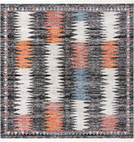 Unique Loom Aramis Landon Machine Made Tribal Rug Multi, Black/Ivory/Light Blue/Terracotta/Orange 12' 0" x 12' 2"