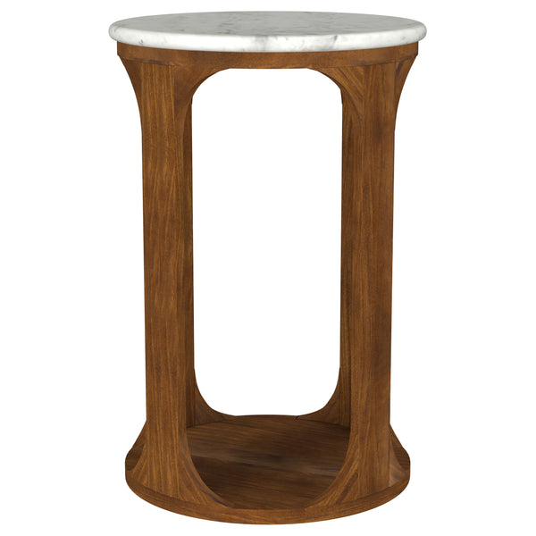 English Elm Eaton Round Marble Top Side Table with Solid Mango Wood Base for Living Room B062P440317
