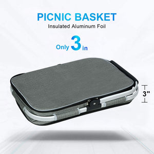 English Elm 35l Insulated Picnic Basket with Aluminum Frame Collapsible Waterproof Cooler Tote W2181P483966