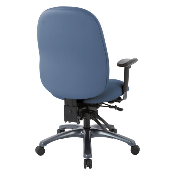 OSP Home Furnishings Multi-function Ergonomic High Back Office Chair with Lumbar Support and Titanium Base High Blue 8511-R105