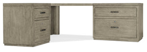 Hooker Furniture Linville L-Shaped Corner Desk With Locking File Drawers, Oak Veneer Mink Finish, Spacious Workstation Gray 6150-10935-85
