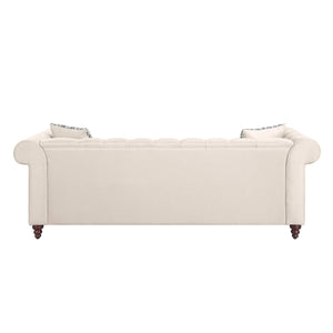 English Elm Waldina Reversible Fabric Sectional Sofa with Pocket Coil Seating, Button Tufting & Nailhead Trim Beige 84 L x 33 W x 26 H B2726P265297
