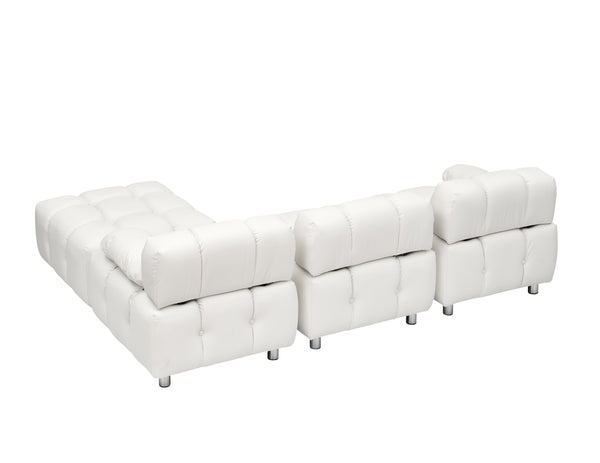English Elm A 90.60-inch Leathaire Fabric White Sofa – Waterproof, Stain & Cat Scratch Resistant, Space-Saving Four-Seater W1658S00157