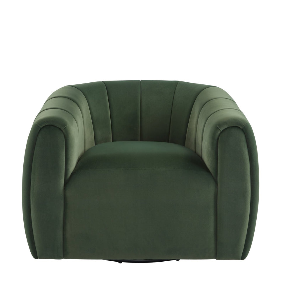English Elm Christopher Knight Home® - Swivel Velvet Club Chair with Tub Back and 360° Rotation, Plush Iron Frame, No Assembly Needed Olive Green 37.8 L x 33.46 W x 27.17 H N776P264952S