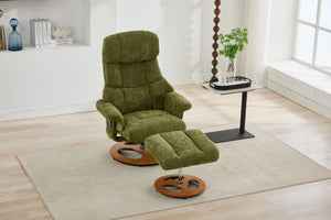 English Elm 010-Ergonomic Recliner Chair with Ottoman Green - 140° Adjustable Swivel Seat, Heated & 5-Point Massage W2636P358622