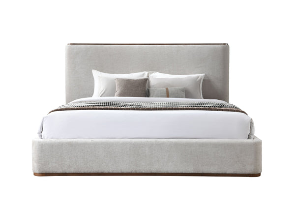 English Elm Orane Fully Upholstered Eastern King Bed Gray Fabric Modern Low Profile Bedroom B2756S00020