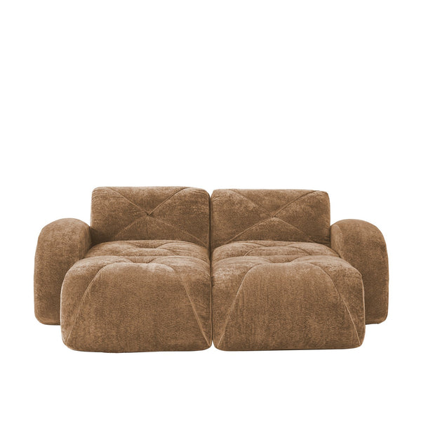English Elm U-shaped Modular Velvet Sectional Sofa Tufted Cloud Foam Seating with Movable Ottoman W714S01596