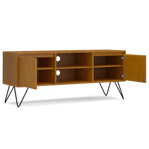 English Elm Hunter Tv Media Stand - Stylish Oak Veneer With Industrial Design, Storage & Cable Management B136P158735