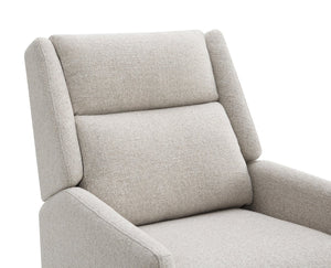 English Elm Mid-Century Psyche Pushback Recliner Linen-Look Beige High Back Channel Detail Espresso Legs - Cozy Supportful Style B2741P397641