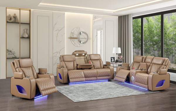 English Elm Fortuner Faux Leather Power Recliner with Led Lighting Massage and Usb Charging Ports B009P439070