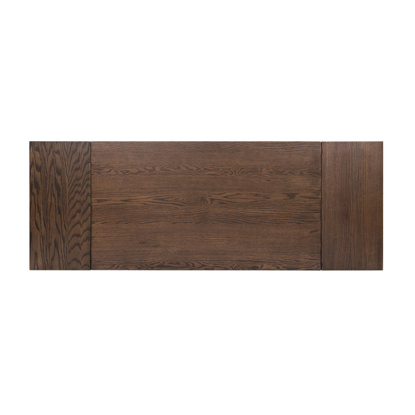 English Elm Jennifer Taylor Home - Capri Solid Red Oak 59–90.5" Extendable Dining Table for 6–8 with Mid-Century Tapered Legs and Grain Dark Brown B2719P395576