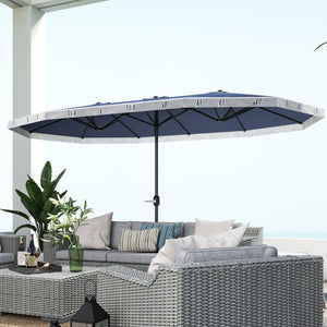 English Elm Outsunny 15ft Rectangle Patio Umbrella Upf30 Plus Dual Vents Crank Outdoor Shade W2225P485620