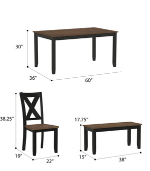 English Elm Wallace & Bay - Brown 6 Piece Dining Table Set — Contemporary Earthen Dusk Wood Finish, Easy-Care 60" Rectangular Dining B361P384401