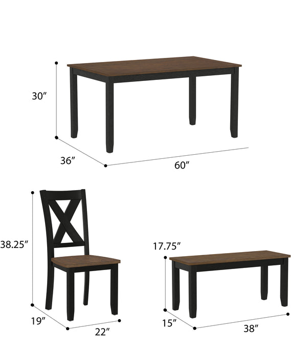 English Elm Wallace & Bay - Brown 6 Piece Dining Table Set — Contemporary Earthen Dusk Wood Finish, Easy-Care 60" Rectangular Dining B361P384401